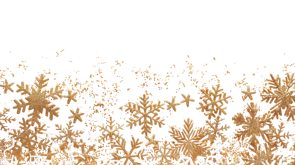 Yellow snowflakes on a transparent background