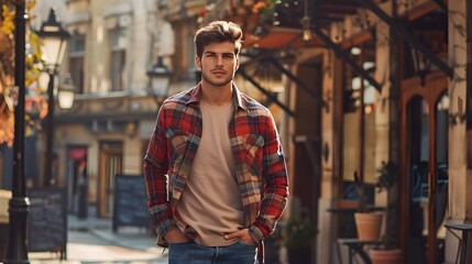 Obraz premium Handsome young man dressed in casual clothing. 
