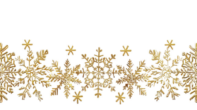 Yellow snowflakes on a transparent background