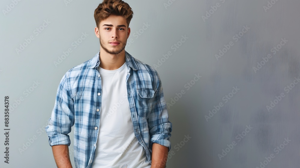 Wall mural handsome young man dressed in casual clothing.