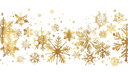 Yellow snowflakes on a transparent background