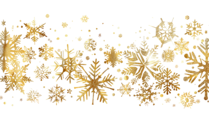 Yellow snowflakes on a transparent background