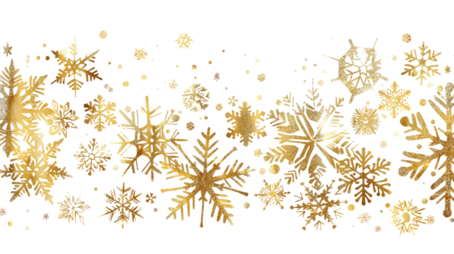 Yellow snowflakes on a transparent background