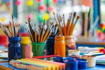Colorful Art Supplies Ready for Creative Exploration