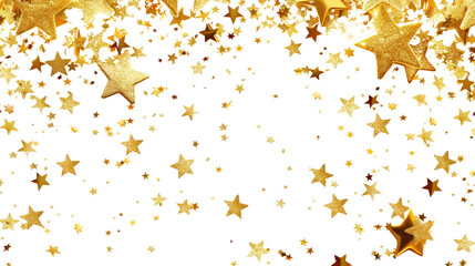 Flying sparkling stars on a transparent background