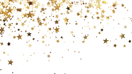 Flying sparkling stars on a transparent background
