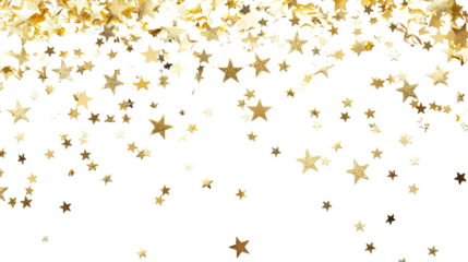 Flying sparkling stars on a transparent background