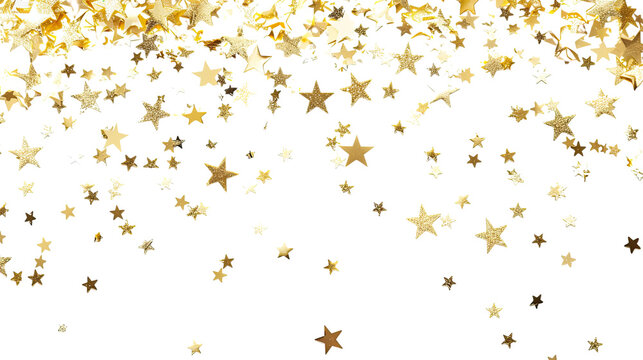 Flying sparkling stars on a transparent background