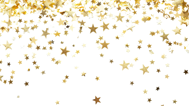 Flying sparkling stars on a transparent background