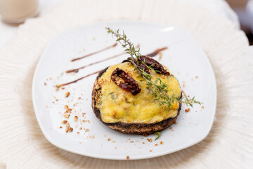 gourmet stuffed mushroom with cheese and herbs