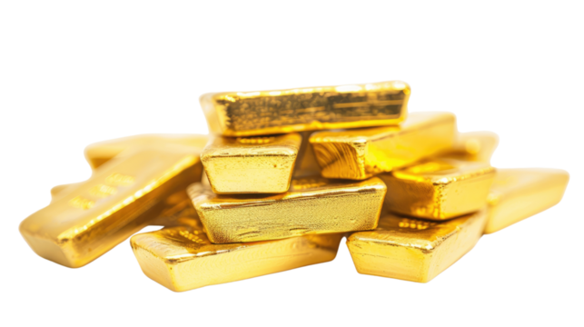 Gold bars on a transparent background