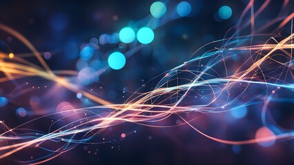 A colorful, abstract image of a wave with a blue background