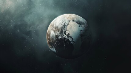 Fototapeta premium The Earth beautifully illuminated against a dark cosmic background that highlights the planet's serene beauty amidst the vast, mysterious expanse of space.