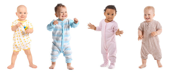 Set of cute babies isolated on white