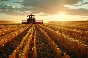 A selfdriving tractor navigating a field with precision, showcasing the future of agriculture
