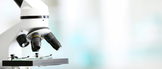 Modern microscope in scientific laboratory