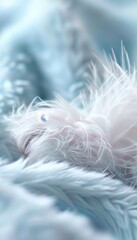 Soft Focus, Dreamy Image of Delicate White and Blue Feathers, Abstract Light Background for Design