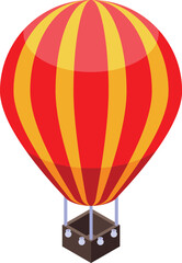 Naklejka premium Red and yellow hot air balloon flying in the sky, isometric view