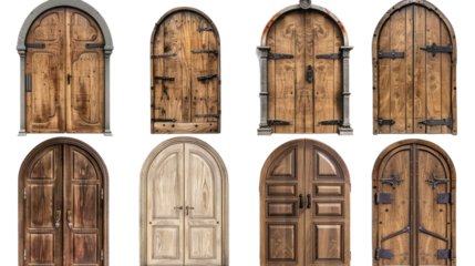 Wooden door on a transparent background