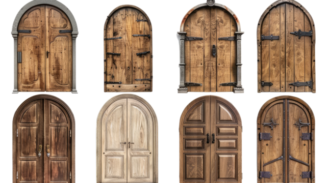 Wooden door on a transparent background