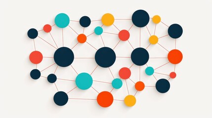 Abstract illustration of a colorful network of interconnected dots representing data, connections, and relationships in a modern, minimalistic design.