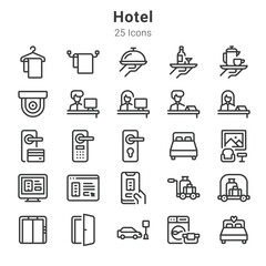 25 icons collection about hotel