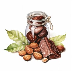 a Chocolate Syrup, Cocoa Element, watercolor illustration, isolated on white background