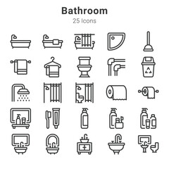 25 icons collection about bathroom