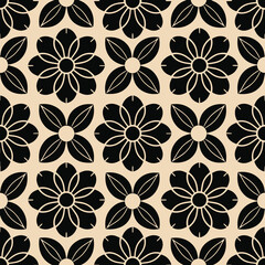 Minimalistic abstract black floral pattern vector. Black floral seamless pattern vector perfect for textile design, screensavers, covers, cards, invitations, posters, and more.