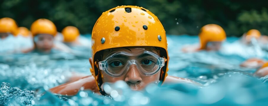 Water Adventure Competitors in H2O, Pursuing Their Passion, Pushing Limits, Thriving in the Waves, Embracing the Challenge, Testing Skills, Water Sports, Whitewater Rafting, River Rafting, Kayaking
