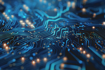 A computer circuit board, with some arrows pointing forward and up, rising, tech background.