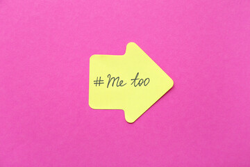 Sticky paper with hashtag METOO on pink background