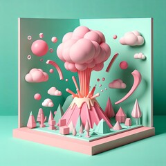 Explosive Dreams: Pastel Volcanic Wonders 01