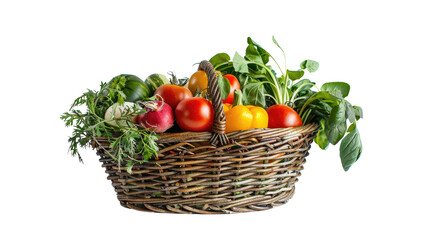 basket full of vegetables on a transparent background