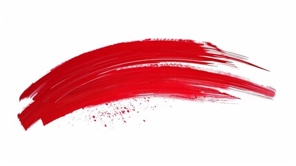 A single broad red brush stroke spread across a white background, creating a powerful and vivid abstract artistic statement with its simplicity and intensity.