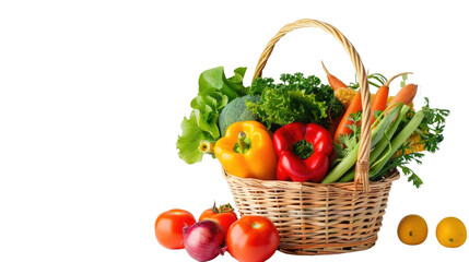 basket full of vegetables on a transparent background