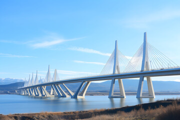 Breathtaking View of Majestic Bridge against Sky and Water Backdrop: A Testament to Human Ingenuity in Architecture and Engineering