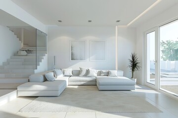 Bright and airy modern living room with minimalist furnishings