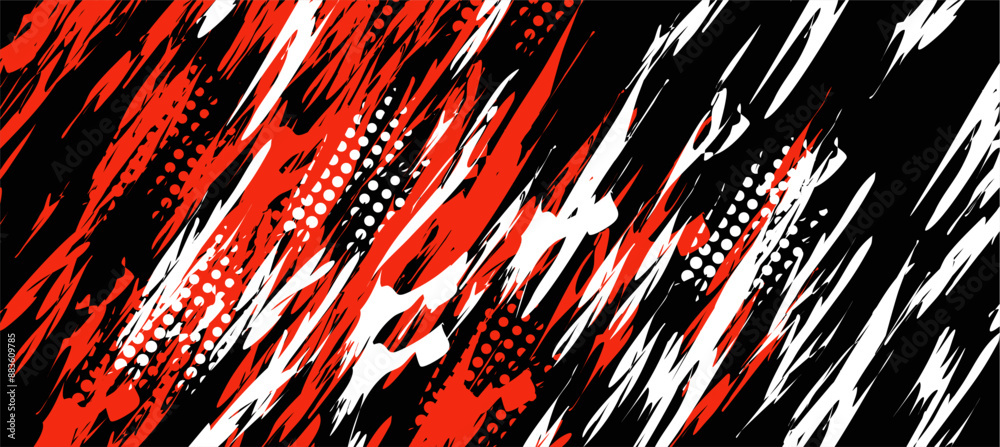 Aufkleber vector illustration of abstract red and white texture on black background