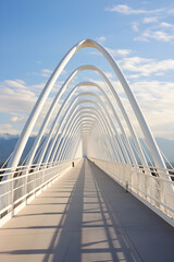 Obraz premium Breathtaking View of Majestic Bridge against Sky and Water Backdrop: A Testament to Human Ingenuity in Architecture and Engineering
