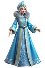 Obraz premium 3D plasticine Snegurochka, Snow Maiden, Russian tradition, transparent background, festive decoration.