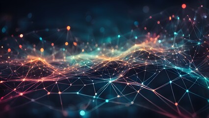 Fototapeta premium A colorful, abstract image of a network of lines and dots