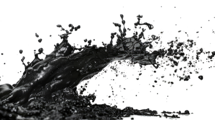 Black oil splash on a transparent background