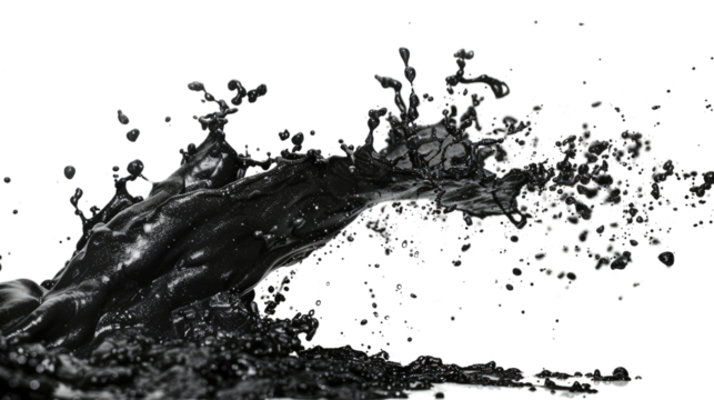 Black oil splash on a transparent background