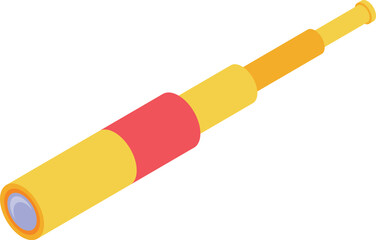 Golden spyglass is laying diagonally, bringing a vintage feel to the concept of searching for new opportunities