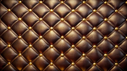 Naklejka premium Elegant quilted leather background with intricate gold stitching evokes luxury and sophistication, perfect for high-end product showcase or advertising.