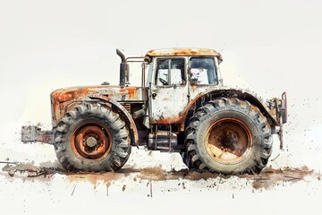 A tractor covered in mud and grime, yet still functioning perfectly, a testament to its resilience