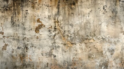 Weathered and Cracked Off-White Concrete Wall Texture with Peeling Paint
