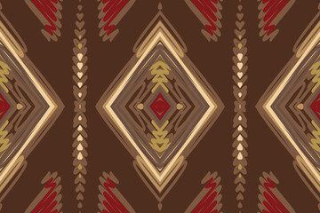 Ikat ethnic Indian seamless pattern. Design for background, wallpaper, vector illustration, fabric. Ikat ethnic seamless pattern design. Aztec fabric carpet.