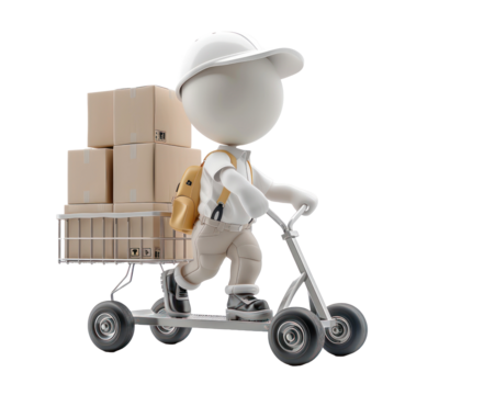 Courier expedition illustration isolated on a transparent background for web, banner, wallpaper